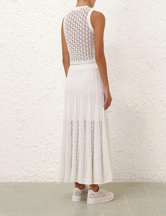 Women Clothing Zimmermann Wylie Flared Knit Skirt Ivory