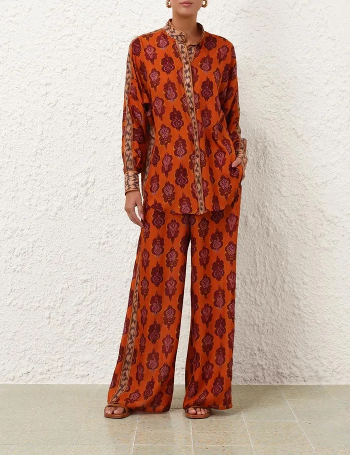 Women Clothing Zimmermann Wylie Relaxed Pant Sunset Ikat