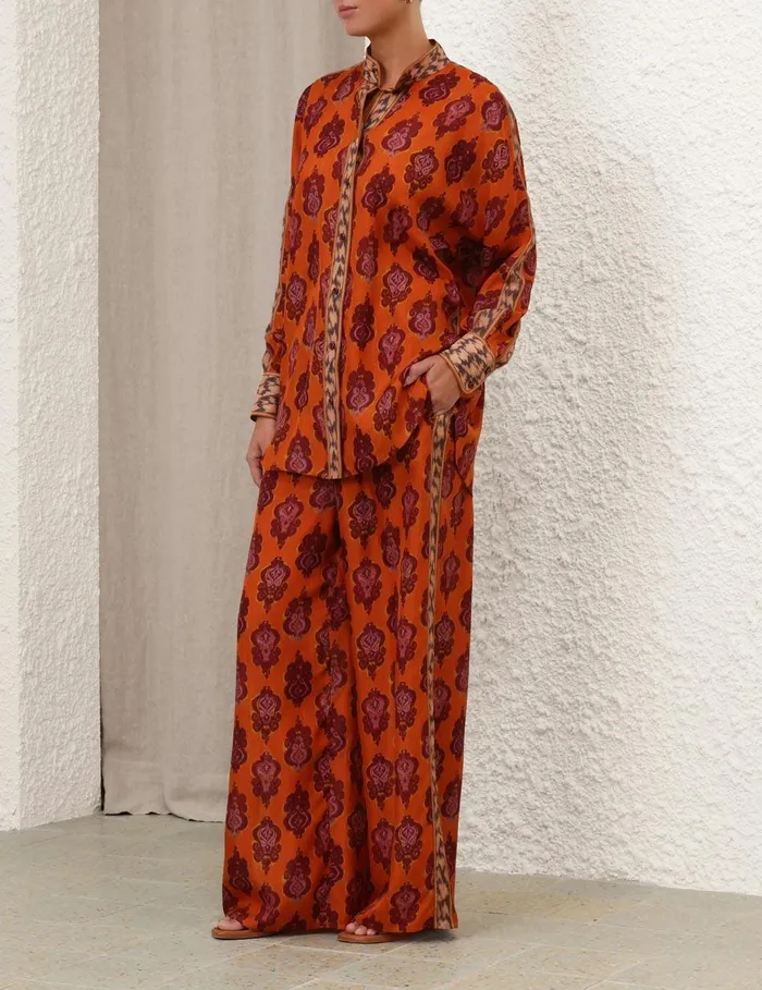 Women Clothing Zimmermann Wylie Relaxed Pant Sunset Ikat