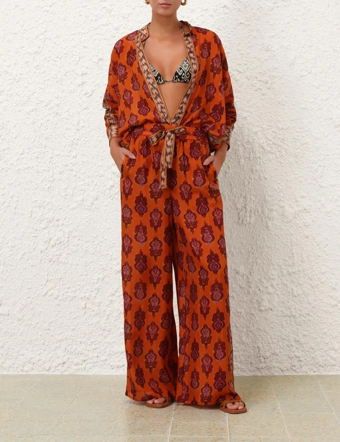 Women Clothing Zimmermann Wylie Relaxed Pant Sunset Ikat