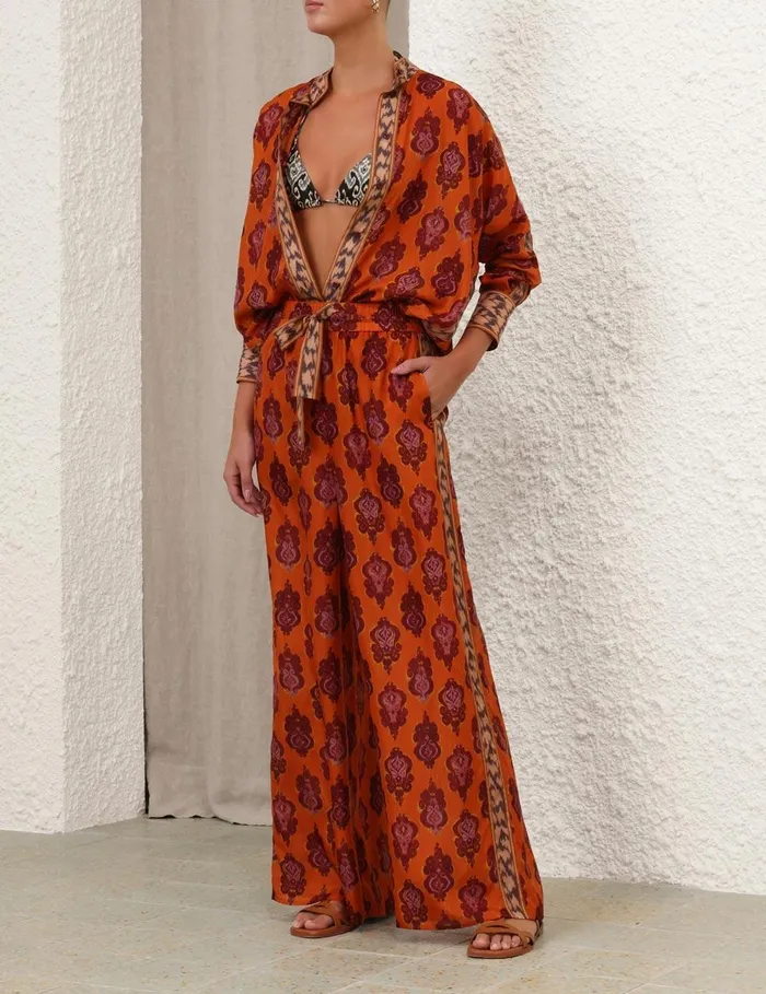 Women Clothing Zimmermann Wylie Relaxed Pant Sunset Ikat