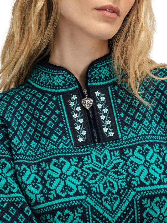 Women Dale Of Norway Halfzip Peace Knit Sweater