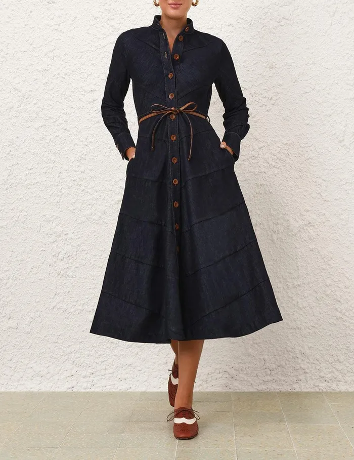 Women Denim Zimmermann Acacia Denim Shirt Dress Midnight