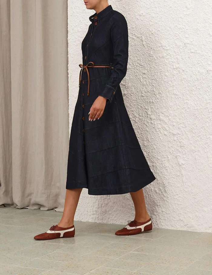 Women Denim Zimmermann Acacia Denim Shirt Dress Midnight