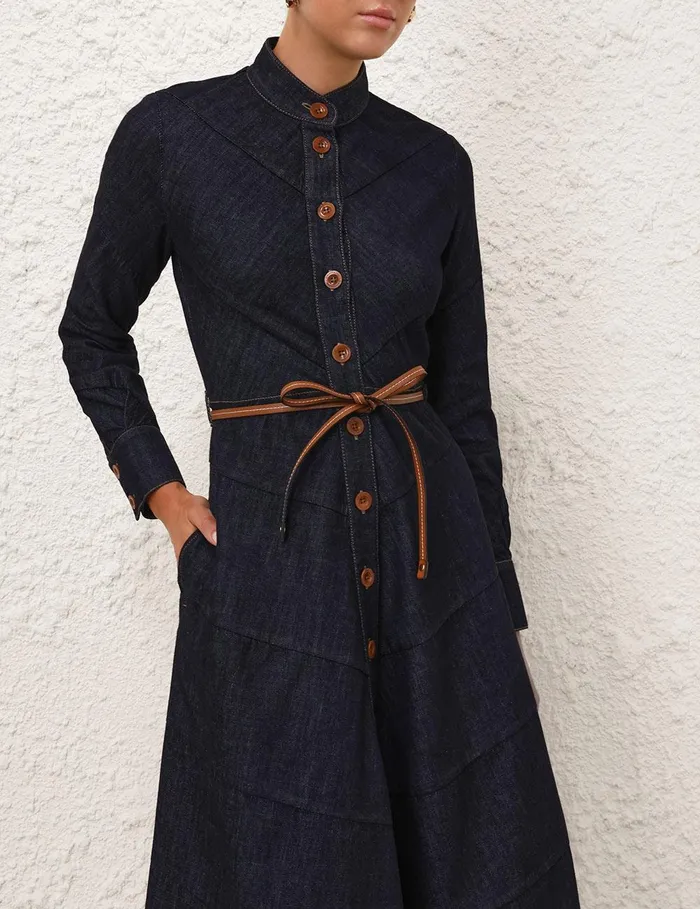 Women Denim Zimmermann Acacia Denim Shirt Dress Midnight