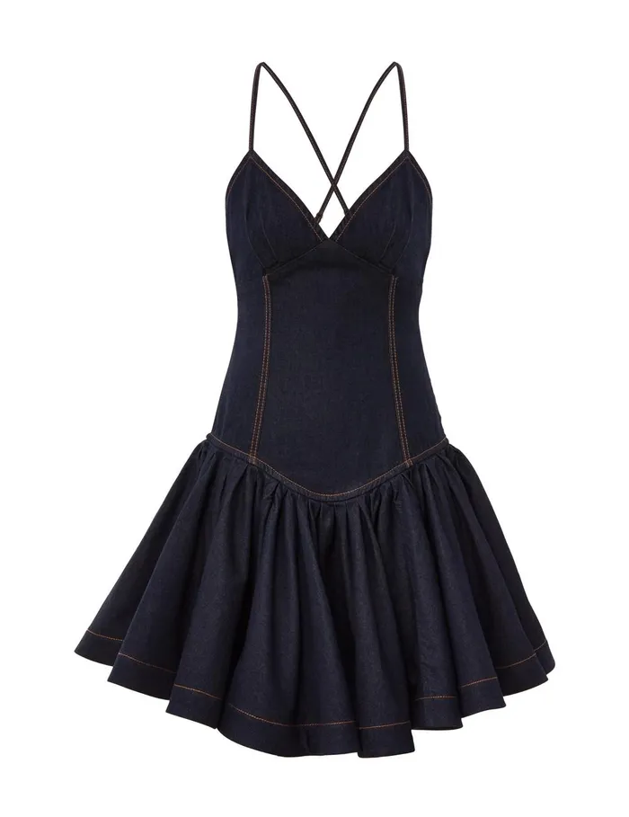 Women Denim Zimmermann Crush Denim Mini Dress Night Sky