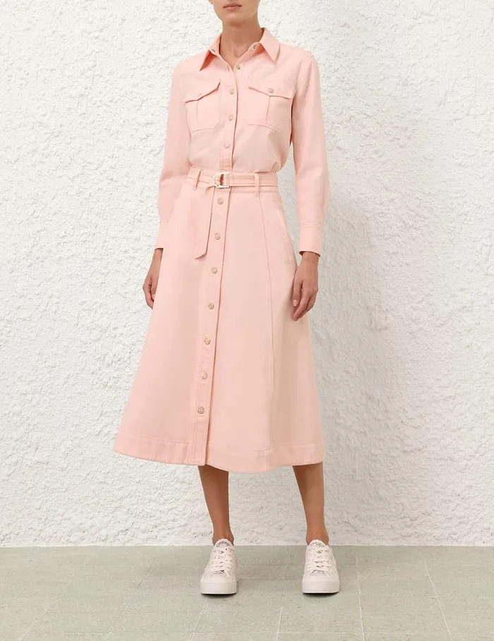 Women Denim Zimmermann Maxine ALine Denim Skirt Blush