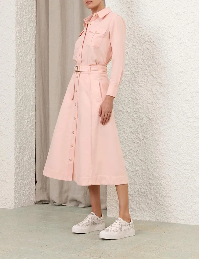 Women Denim Zimmermann Maxine ALine Denim Skirt Blush