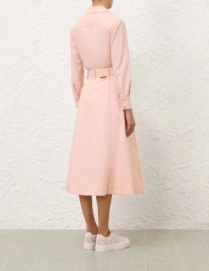 Women Denim Zimmermann Maxine ALine Denim Skirt Blush