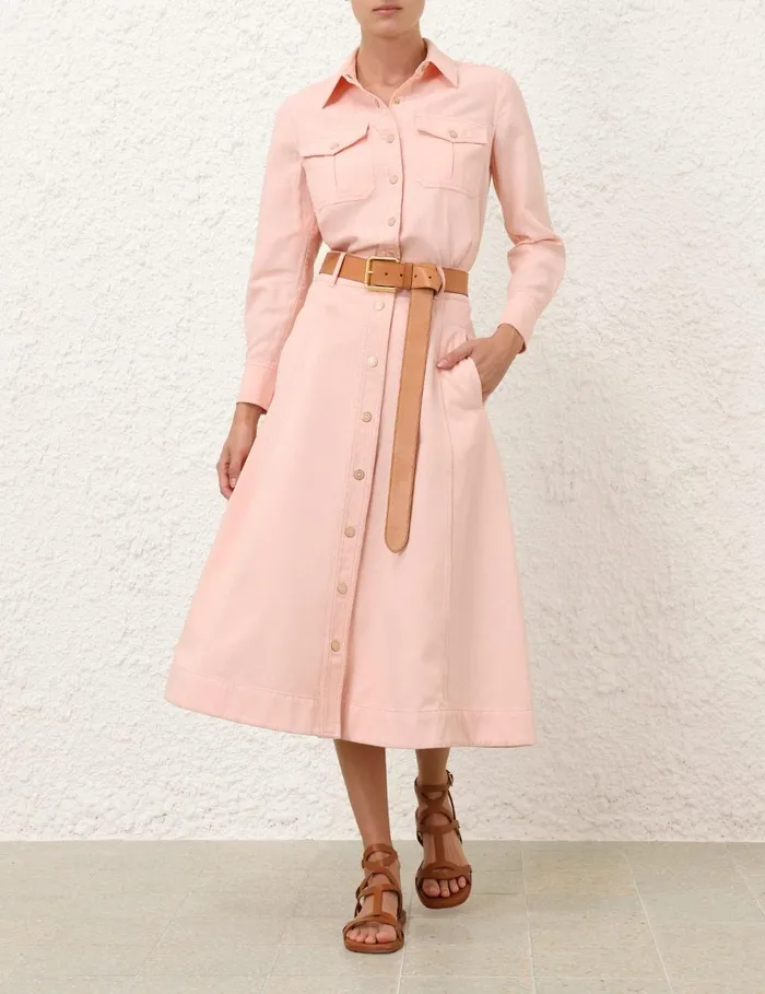 Women Denim Zimmermann Maxine ALine Denim Skirt Blush