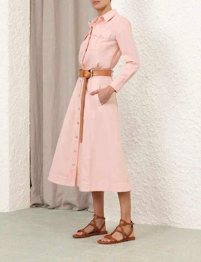 Women Denim Zimmermann Maxine ALine Denim Skirt Blush
