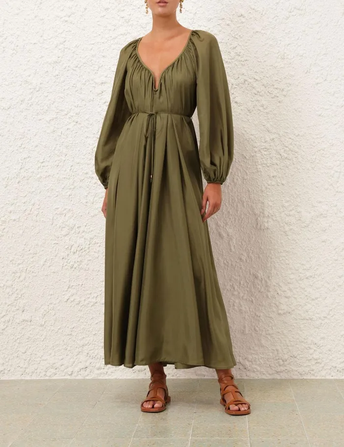 Women Dresses and Coverups Zimmermann Acacia Maxi Dress Khaki