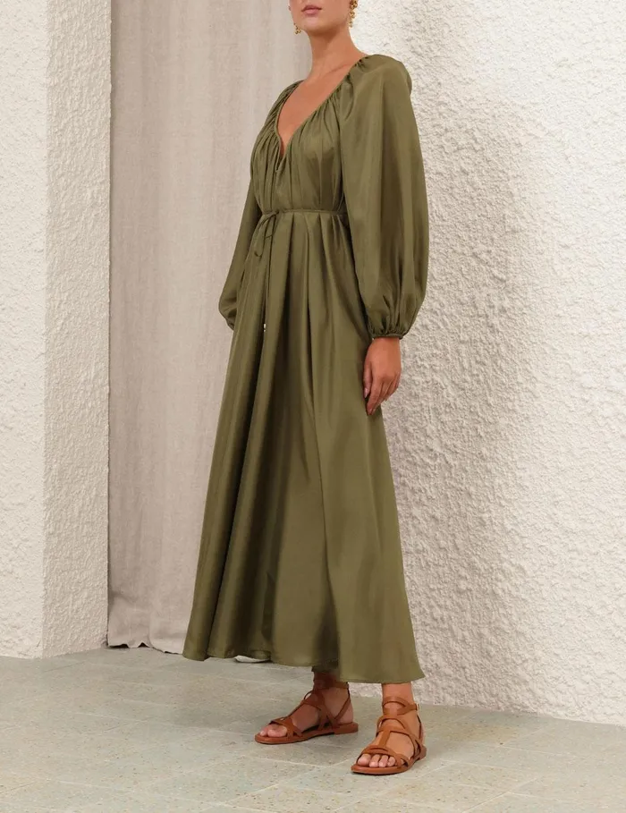 Women Dresses and Coverups Zimmermann Acacia Maxi Dress Khaki