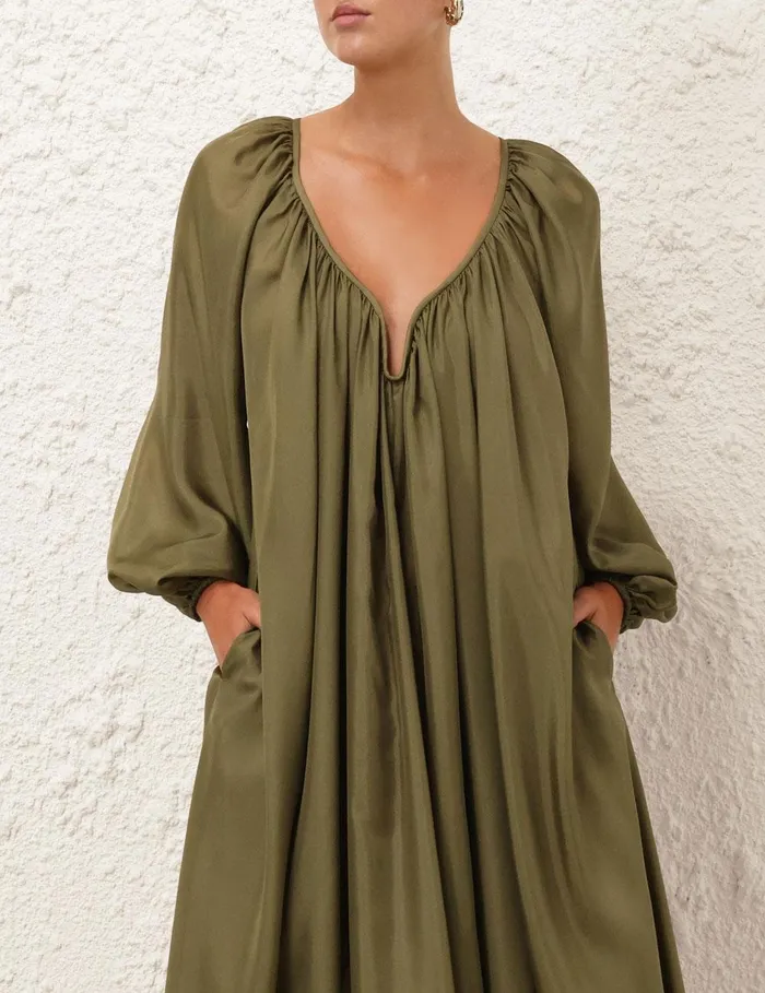 Women Dresses and Coverups Zimmermann Acacia Maxi Dress Khaki