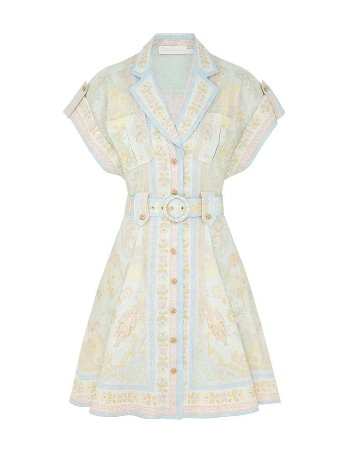 Women Dresses and Coverups Zimmermann Acacia Mini Shirt Dress Mint Multi