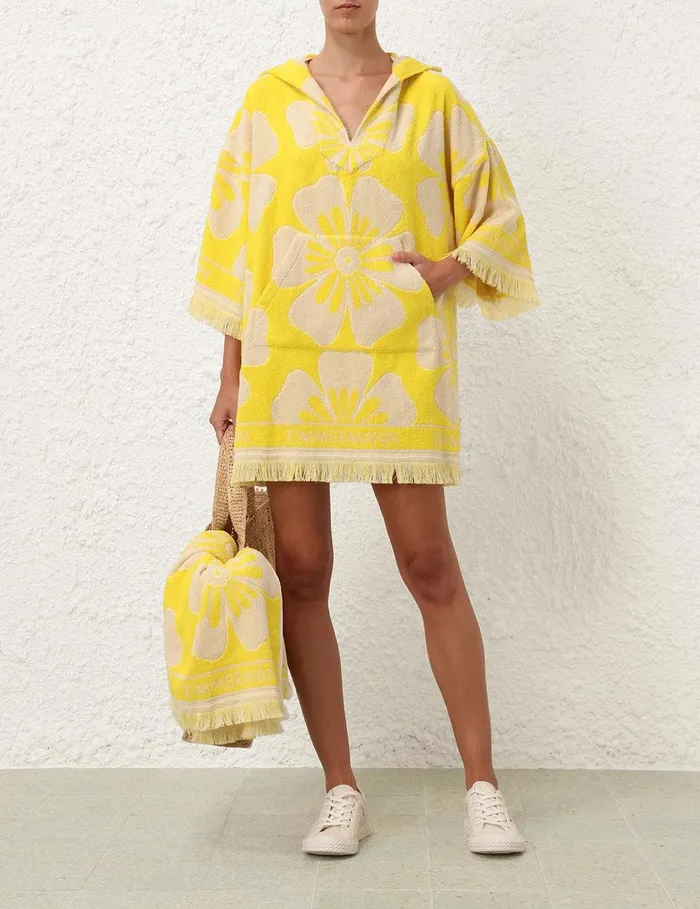 Women Dresses and Coverups Zimmermann Golden Hooded Towel Mini Dress Yellowivory