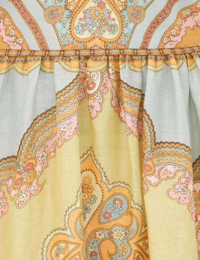 Women Dresses and Coverups Zimmermann Maxine Picnic Midi Dress Gold Paisley