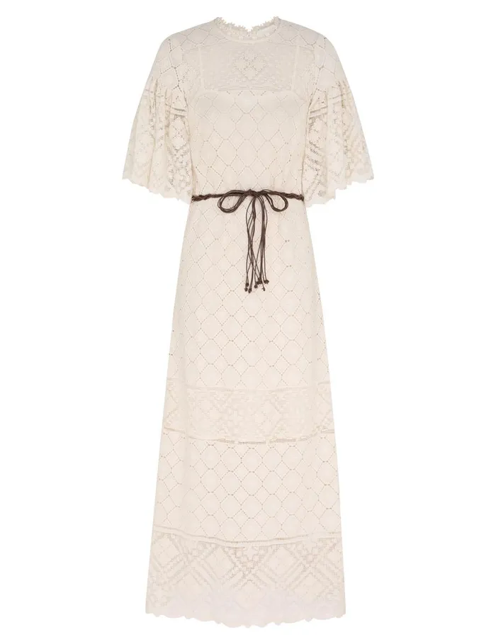 Women Dresses and Coverups Zimmermann Wylie Crochet Midi Dress Tea