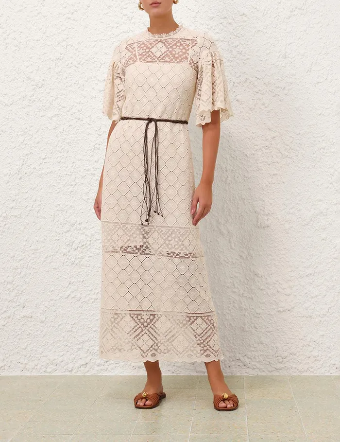 Women Dresses and Coverups Zimmermann Wylie Crochet Midi Dress Tea