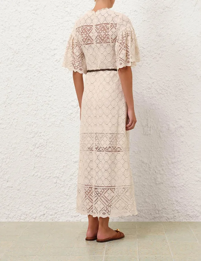 Women Dresses and Coverups Zimmermann Wylie Crochet Midi Dress Tea