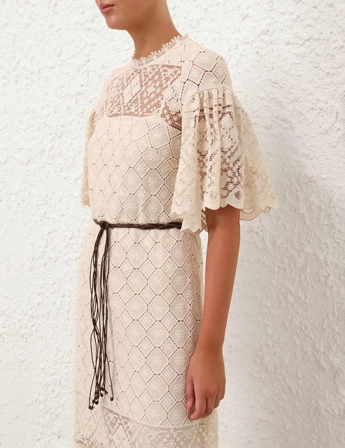 Women Dresses and Coverups Zimmermann Wylie Crochet Midi Dress Tea