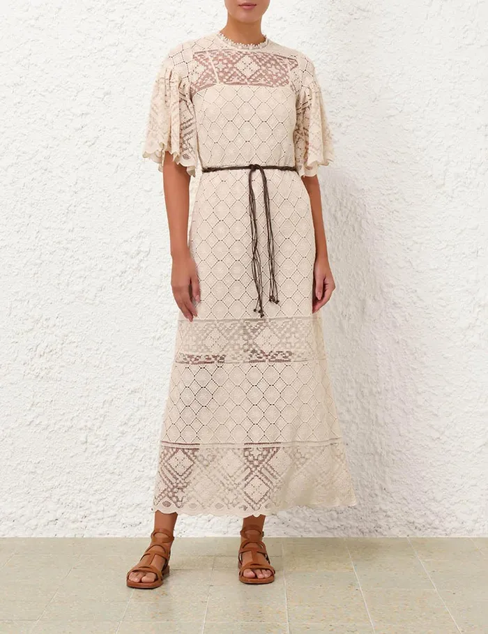 Women Dresses and Coverups Zimmermann Wylie Crochet Midi Dress Tea
