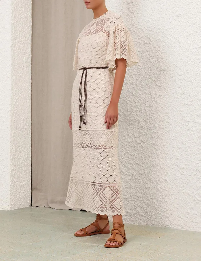 Women Dresses and Coverups Zimmermann Wylie Crochet Midi Dress Tea
