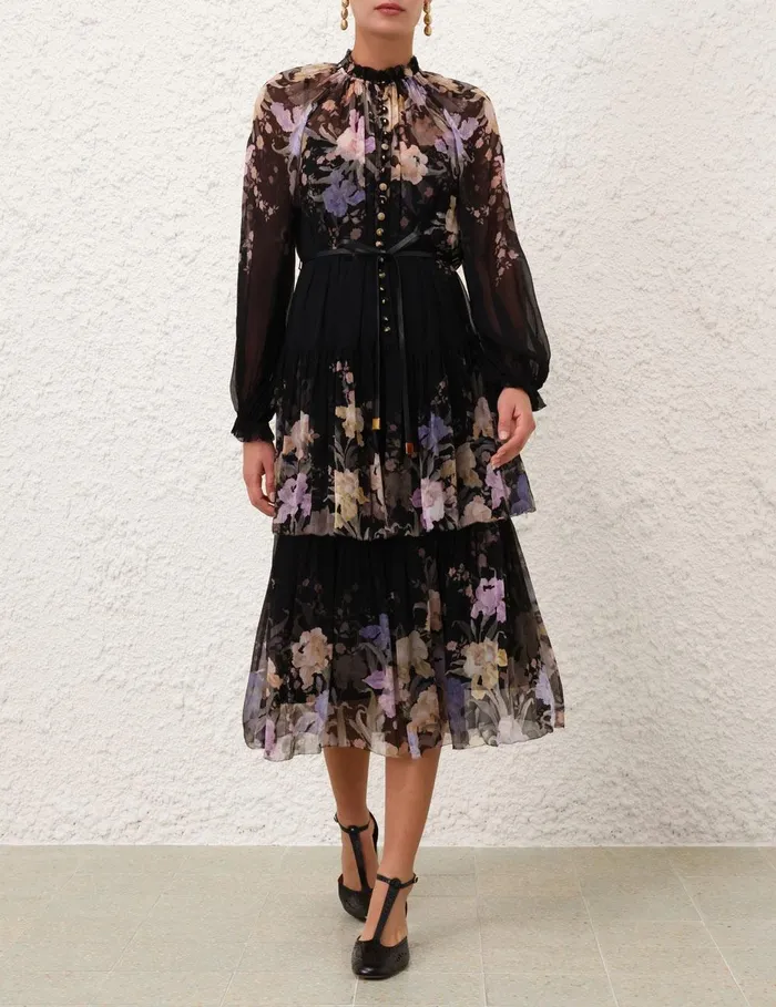 Women Dresses Zimmermann Eden Tiered Midi Dress Iris Sherbet