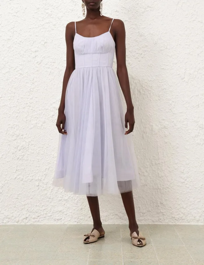 Women Dresses Zimmermann Tulle Corset Midi Dress Light Blue