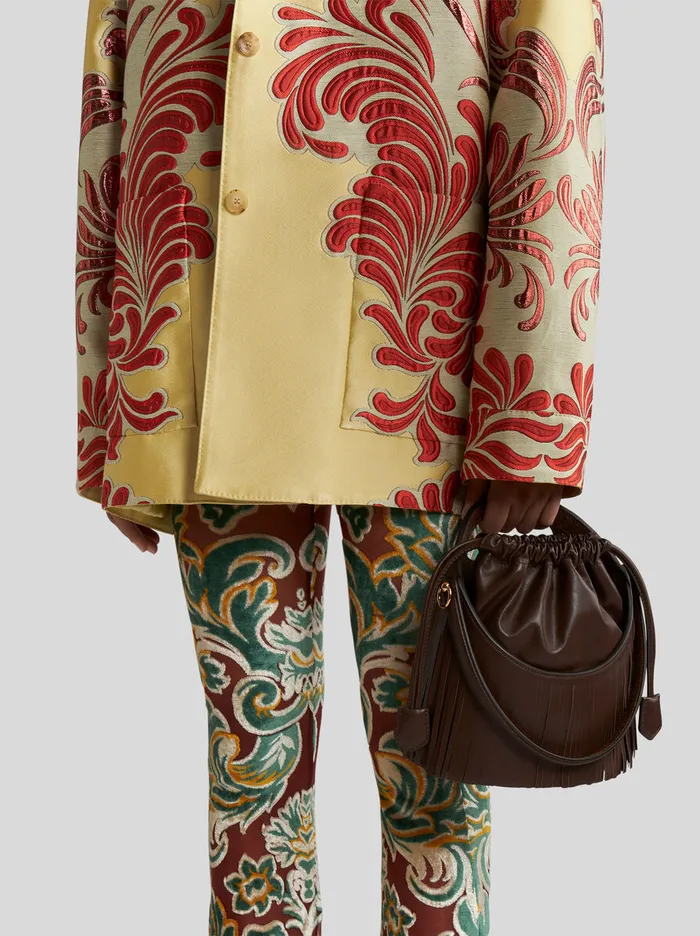 Women Etro Bucket Bags Medium Saturno Bag With Fringing Brown Women Etro Bucket Bags Medium Saturno Bag With Fringing Brown