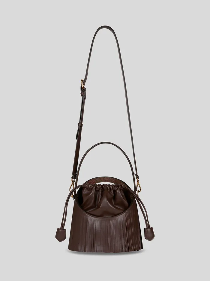 Women Etro Bucket Bags Medium Saturno Bag With Fringing Brown Women Etro Bucket Bags Medium Saturno Bag With Fringing Brown