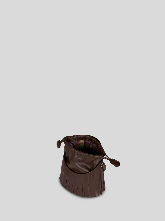 Women Etro Bucket Bags Medium Saturno Bag With Fringing Brown Women Etro Bucket Bags Medium Saturno Bag With Fringing Brown