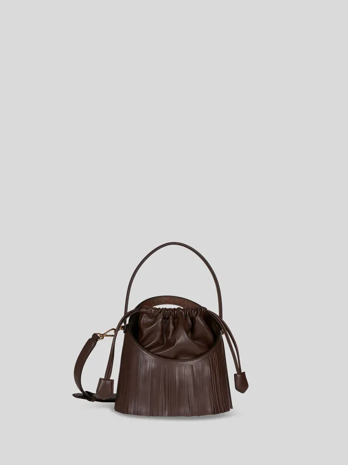 Women Etro Bucket Bags Medium Saturno Bag With Fringing Brown Women Etro Bucket Bags Medium Saturno Bag With Fringing Brown