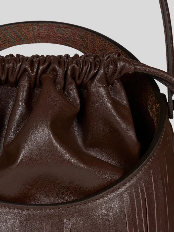 Women Etro Bucket Bags Medium Saturno Bag With Fringing Brown Women Etro Bucket Bags Medium Saturno Bag With Fringing Brown