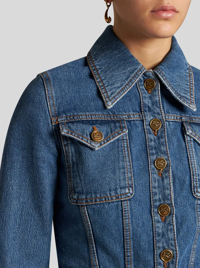 Women Etro Coats And Outerwear Denim Jacket Grey Women Etro Coats And Outerwear Denim Jacket Grey