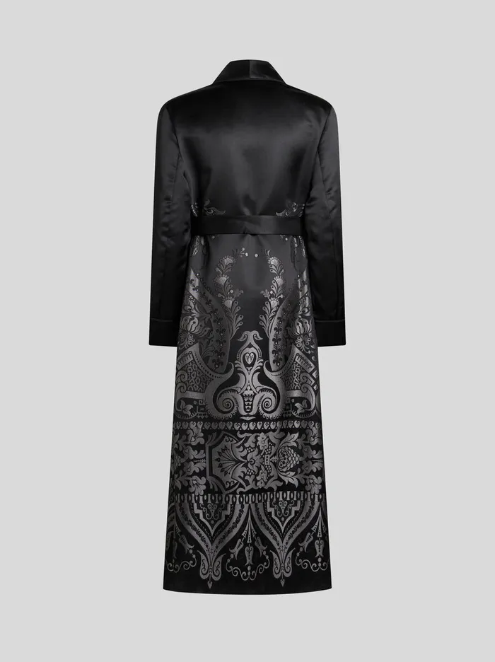 Women Etro Coats And Outerwear Satin Jacquard Duster Coat Grey Women Etro Coats And Outerwear Satin Jacquard Duster Coat Grey