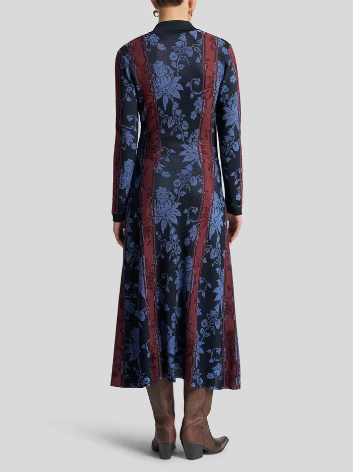 Women Etro Dresses Maxi Cardigan With Floral Jacquard Motif Navy Blue Women Etro Dresses Maxi Cardigan With Floral Jacquard Motif Navy Blue