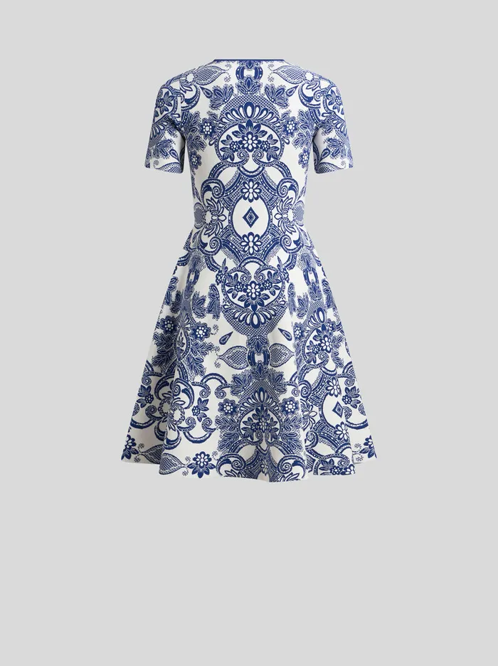 Women Etro Dresses Mini Knit Jacquard Dress Navy Blue Women Etro Dresses Mini Knit Jacquard Dress Navy Blue