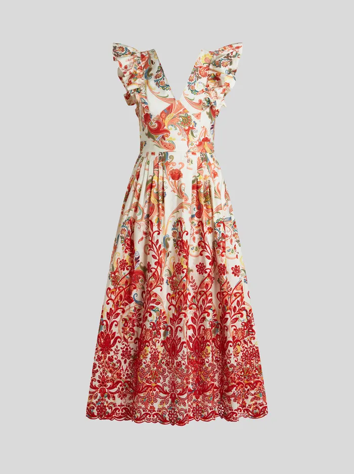 Women Etro Dresses Paisley Dress With Embroidery White