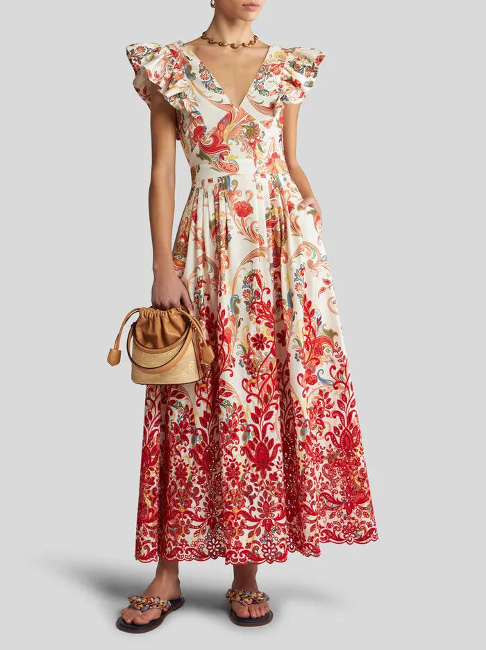 Women Etro Dresses Paisley Dress With Embroidery White