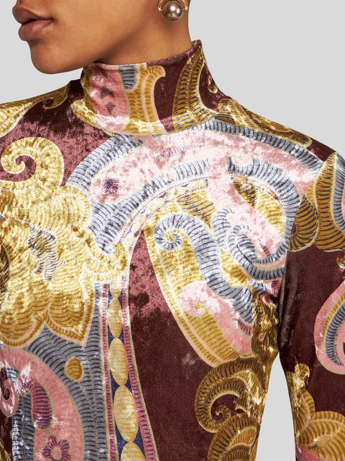 Women Etro Dresses Printed Chenille Dress Burgundy Women Etro Dresses Printed Chenille Dress Burgundy