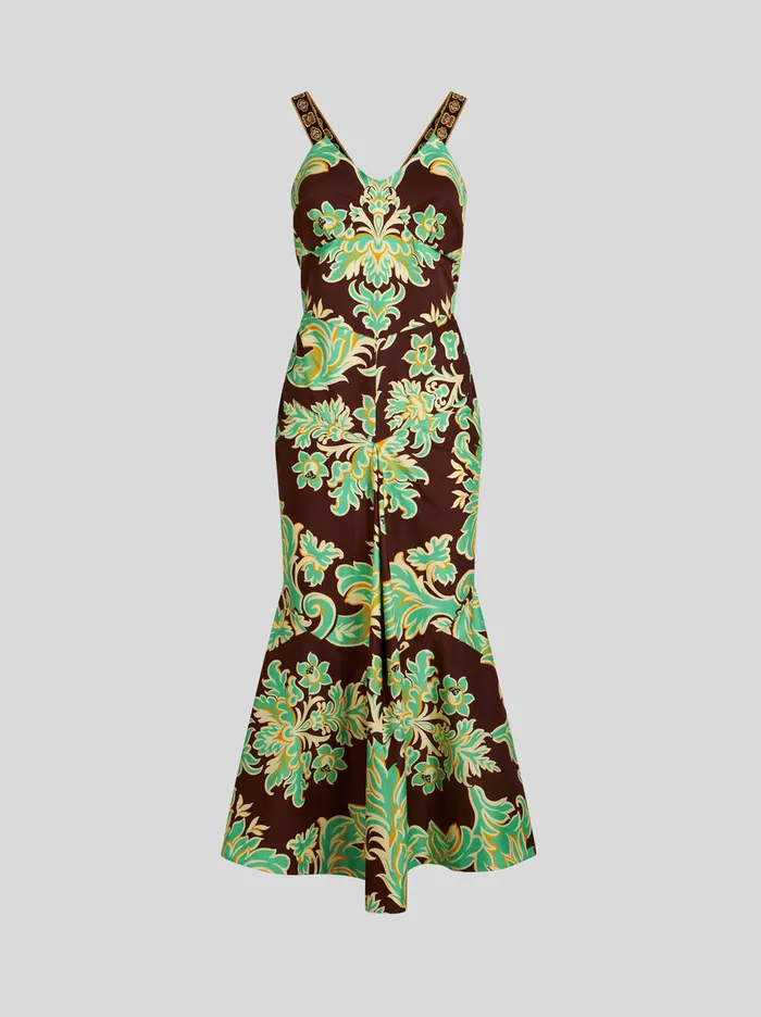 Women Etro Dresses Printed Cotton Dress Dark Brown