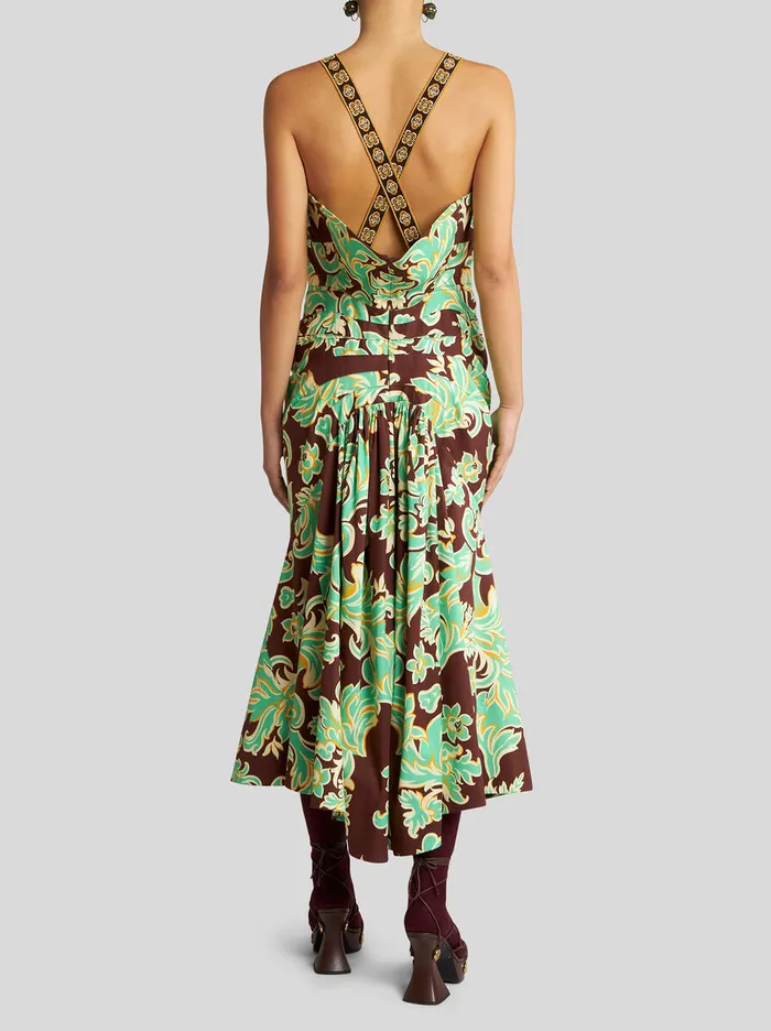Women Etro Dresses Printed Cotton Dress Dark Brown Women Etro Dresses Printed Cotton Dress Dark Brown