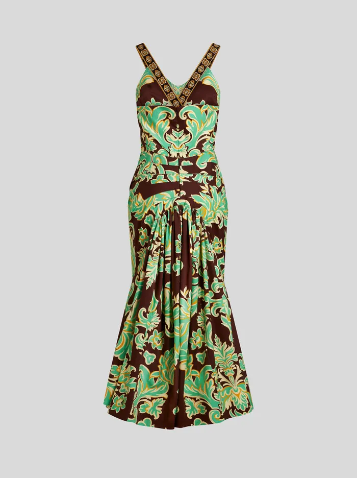Women Etro Dresses Printed Cotton Dress Dark Brown Women Etro Dresses Printed Cotton Dress Dark Brown