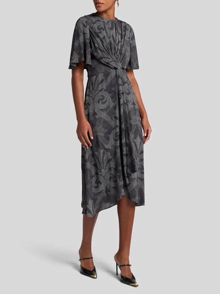 Women Etro Dresses Printed Flared Dress Grey Women Etro Dresses Printed Flared Dress Grey