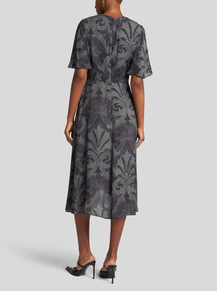 Women Etro Dresses Printed Flared Dress Grey Women Etro Dresses Printed Flared Dress Grey