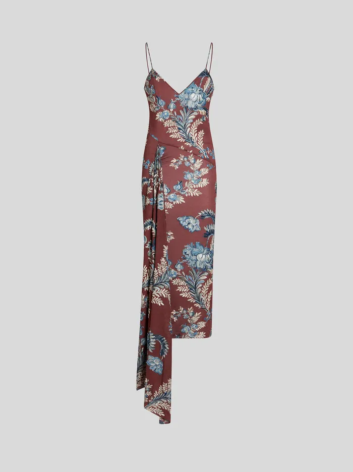 Women Etro Dresses Printed Jersey Dress Burgundy