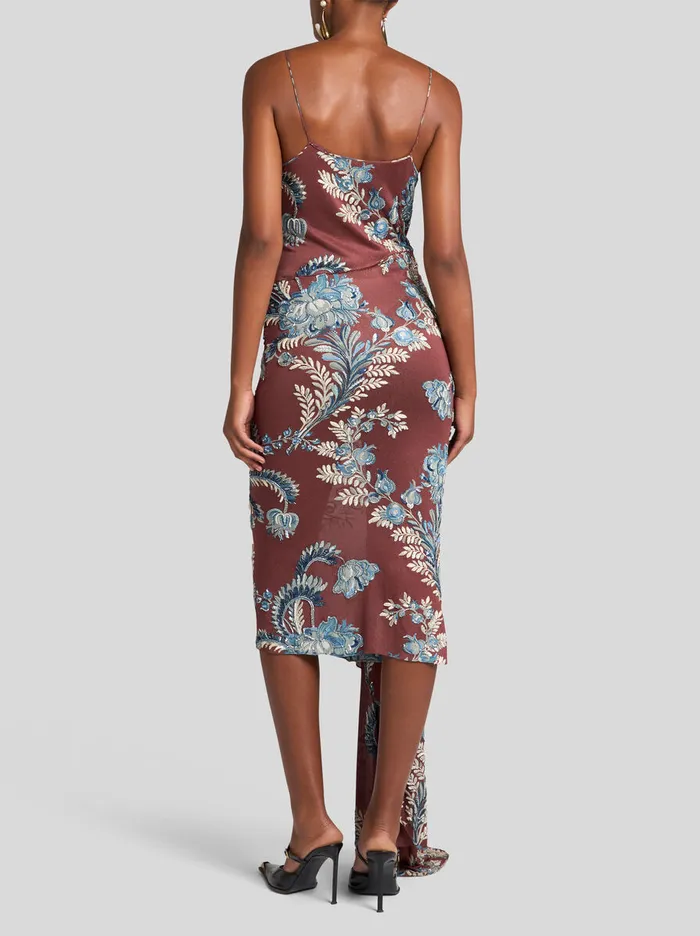 Women Etro Dresses Printed Jersey Dress Burgundy Women Etro Dresses Printed Jersey Dress Burgundy