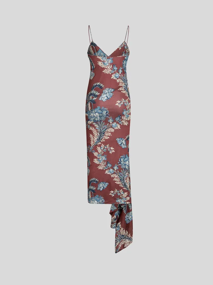 Women Etro Dresses Printed Jersey Dress Burgundy Women Etro Dresses Printed Jersey Dress Burgundy