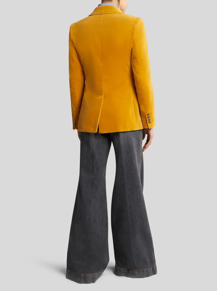 Women Etro Jackets DoubleBreasted Velvet Jacket Yellow Women Etro Jackets DoubleBreasted Velvet Jacket Yellow